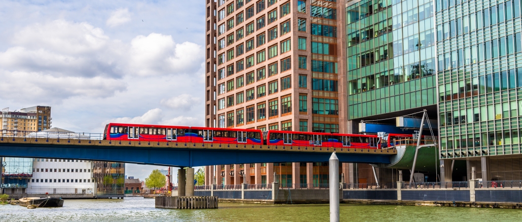 Docklands Light Railway in London Verkehrsmittel